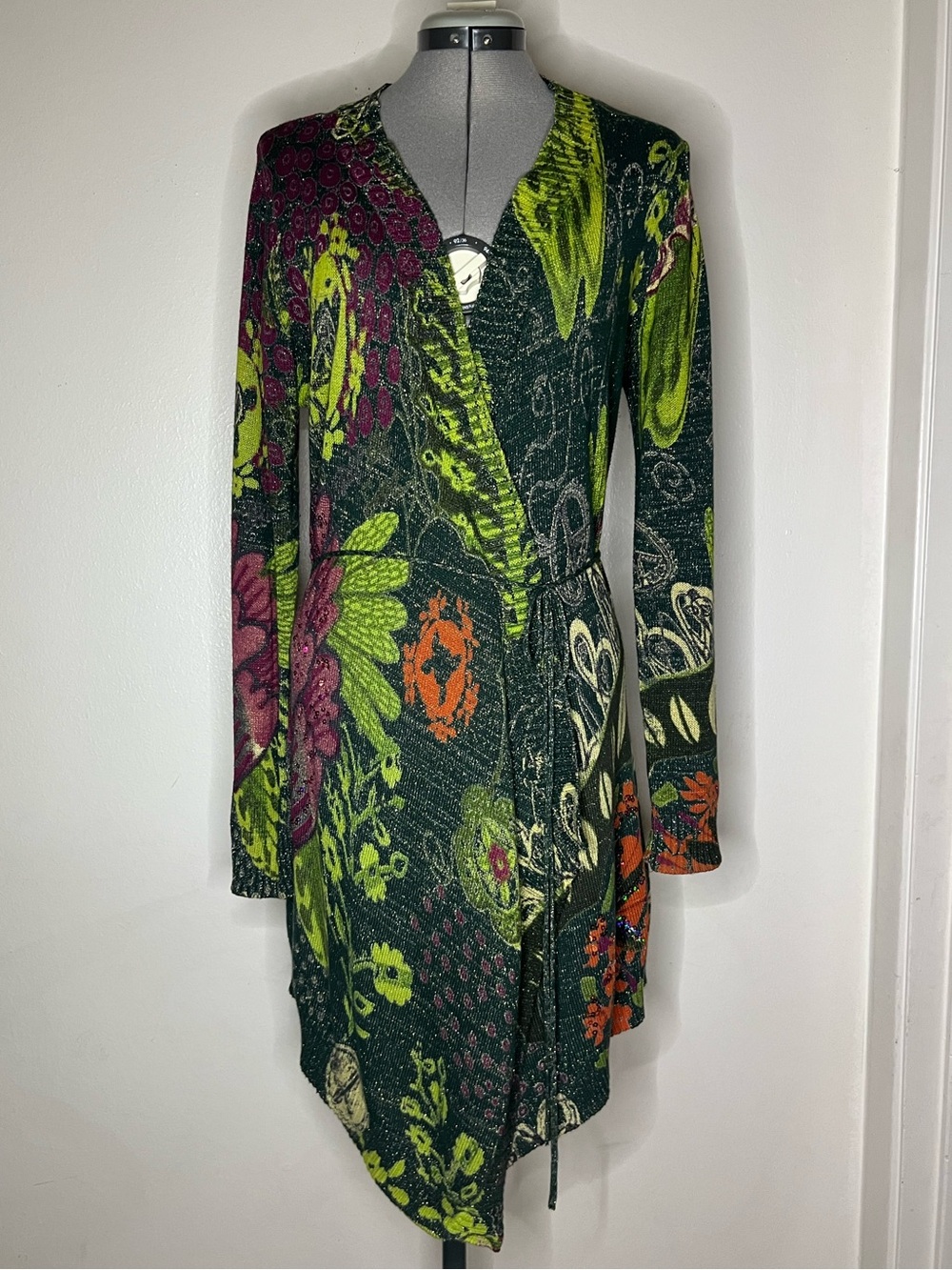 Desigual Open Cardigan Boho Sequin Metallic Floral Colorful Size Medium